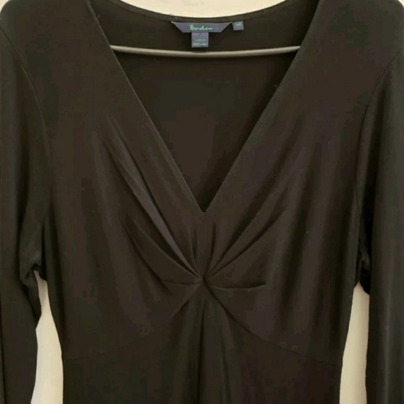 ♥️ 5X30 Twist Front Jersey Midi Black Dress Size 14R - Picture 2 of 5